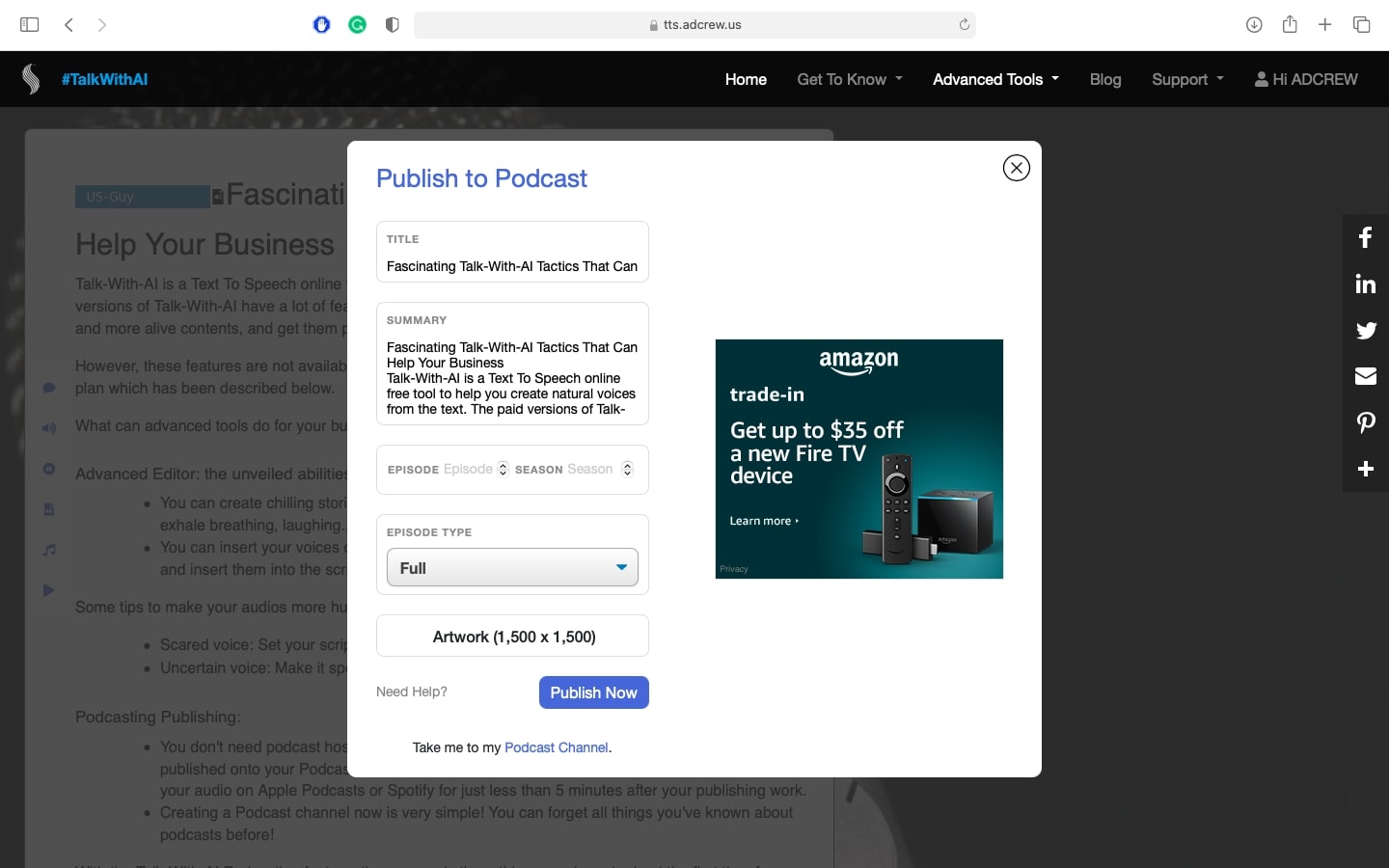 Publish to Your Podcast Channel
